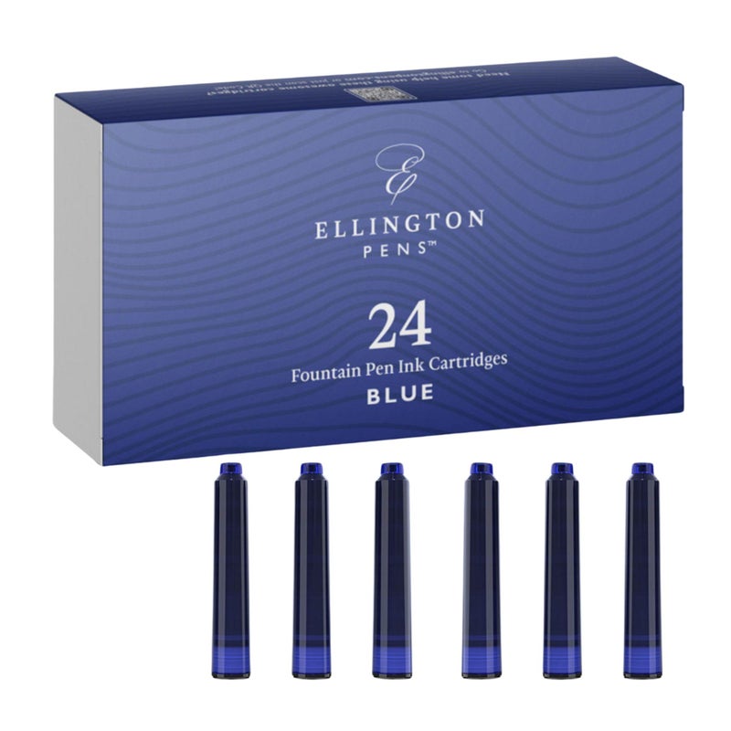 عبوات حبر قلم حبر ELLINGTON PENS - 24 عبوة من خراطيش الحجم القياسي الدولي - جودة ممتازة وغير سامة - حبر طويل الأمد - Image 1